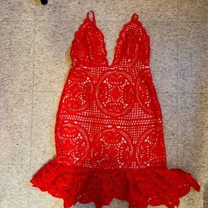 Charlotte Russe Red Crochet short dress